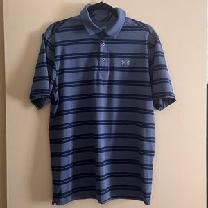 Under Armour Tech Short-Sleeve Polo Size M Blue Striped